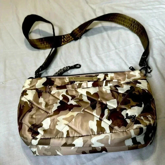 Lug  Flare Crossbody Beige Camouflage Shoulder Purse - Picture 1 of 8